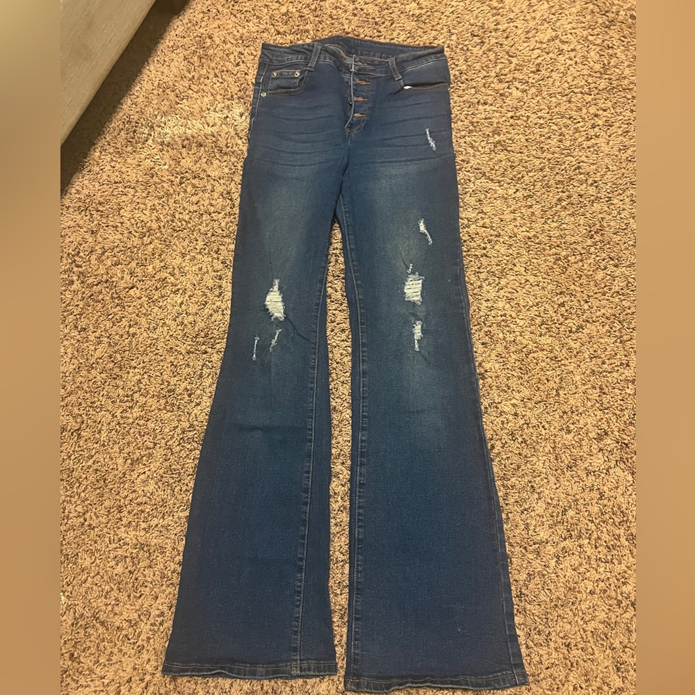 Flare blue jeans